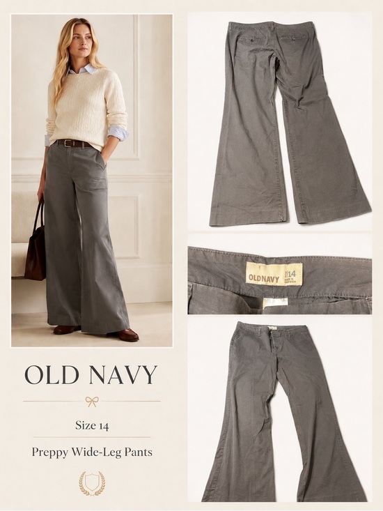Old Navy Other - Old Navy Gray Preppy Wide-Leg Chinos
